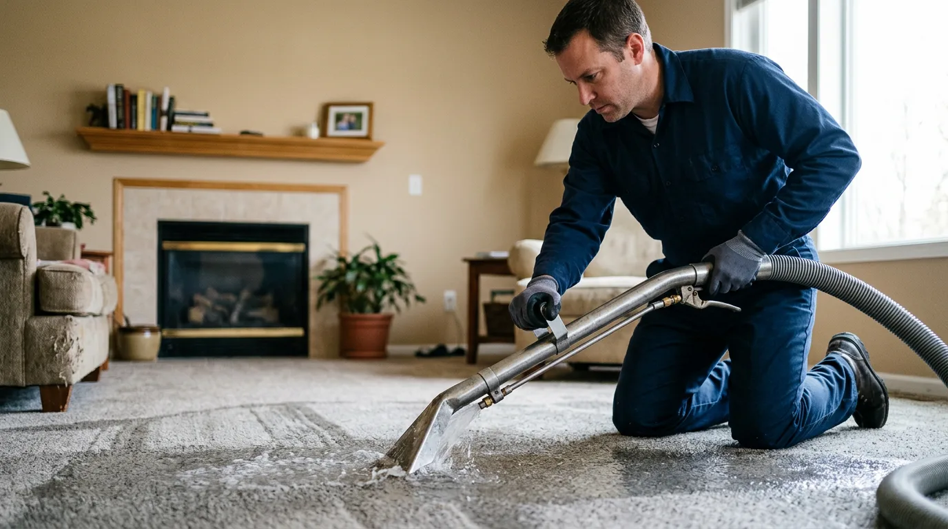 Water damage restoration technician working near Lufkin, TX